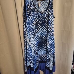 Perseption Blue and White Patterned Dress